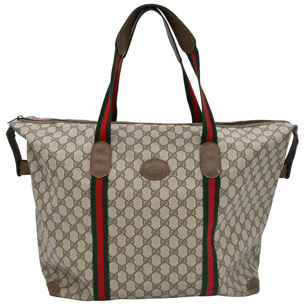 Gucci Vintage GG Supreme Sherry Line Canvas Boston Travel Bag